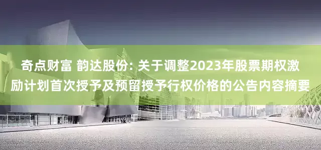 奇点财富 韵达股份: 关于调整2023年股票期权激励计划首次授予及预留授予行权价格的公告内容摘要